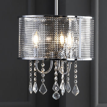 Avah Metal/Crystal Adjustable LED Drop Chandelier - JONATHAN Y